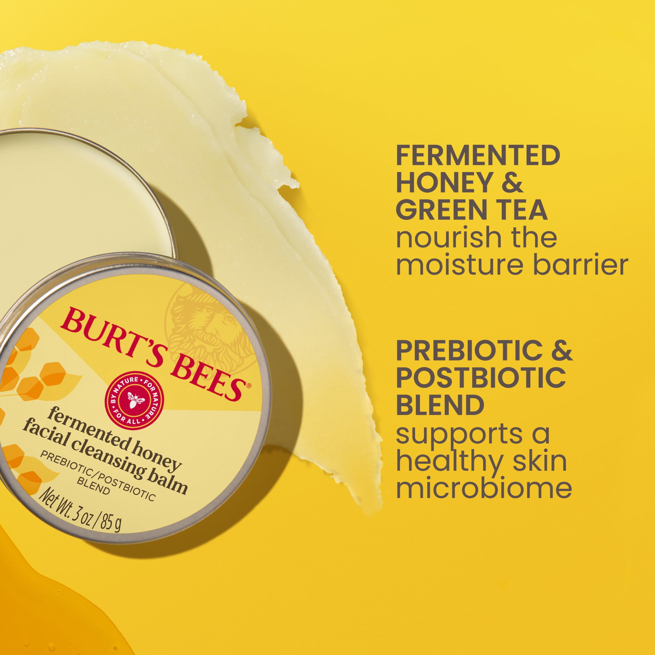 Burt's Bees Fermented Honey Facial Cleansing Balm, Natural Origin Skin Care, 1 Tin, 3 oz.