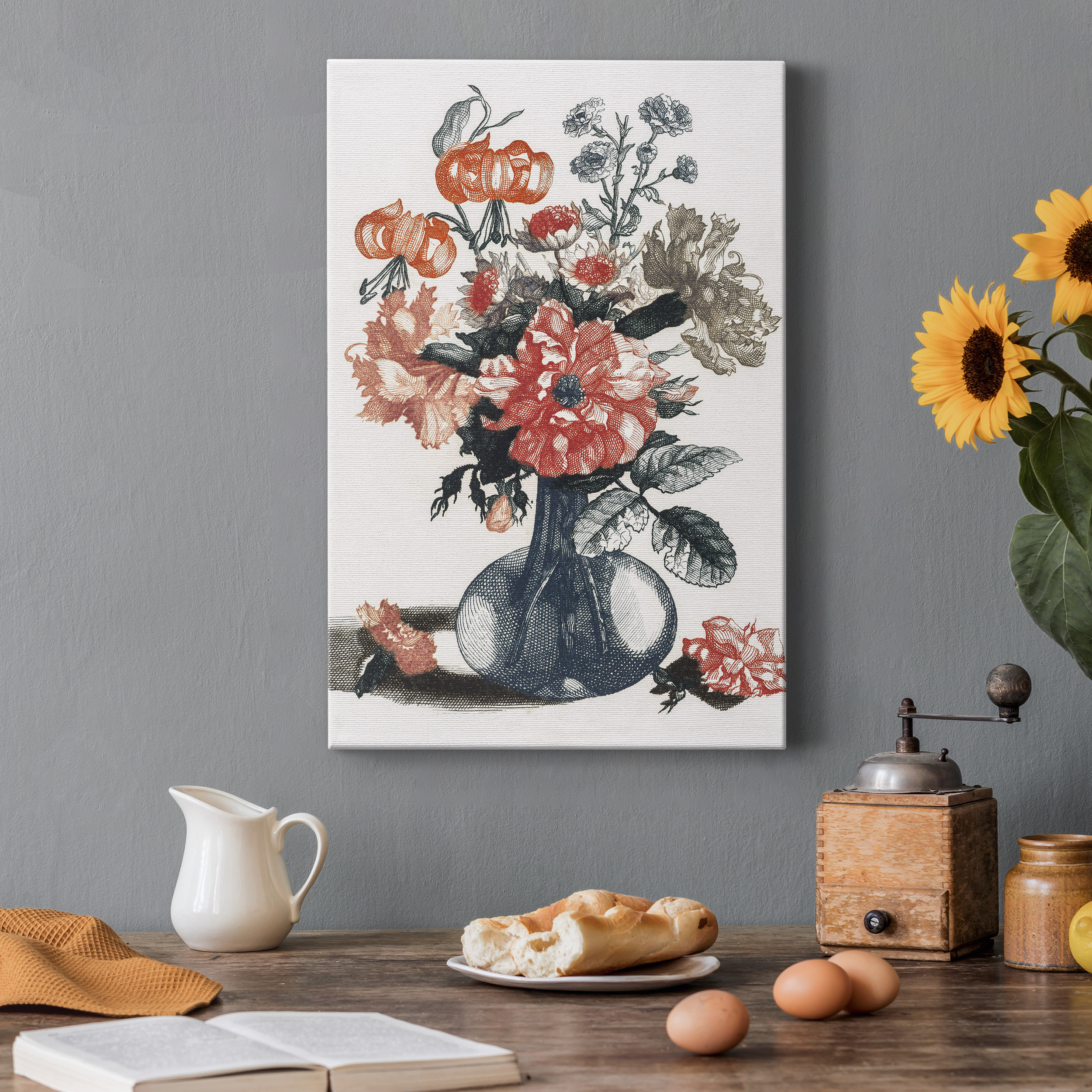 Flowers in a Vase Premium Gallery Wrapped Canvas - Ready to Hang - 40 x 60