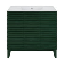 Cascade 36" Freestanding Bathroom Vanity in Green Oak with 3-Hole Widespread Sink Top