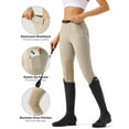 thumbnail image 4 of Women's Horse Riding Pants with Zipper Pockets Knee-Patch Schooling Tights Equestrian Breeches for Women khaki XL, 4 of 9