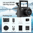 thumbnail image 7 of Saneen 8K Digital Camera for Photography 88MP Vlogging Camera for YouTube with 3'' 180° Ultra HD Flip Screen 18X Zoom WiFi Autofocus Video Cameras Gray, 7 of 7