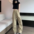 thumbnail image 6 of TNOBHG Women Wide-leg Pants Women's Wide-leg Pants Casual Elastic Waist Trousers for Daily Wear Polyester Casual Pants, 6 of 8