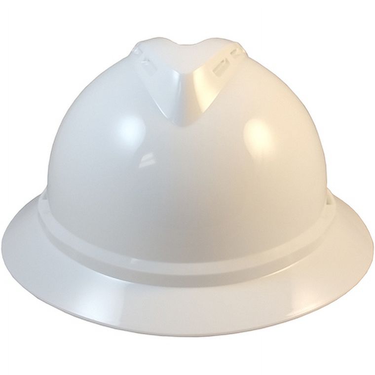 MSA Advance Full Brim Vented Hard Hats with 4 Point Ratchet Suspensions White