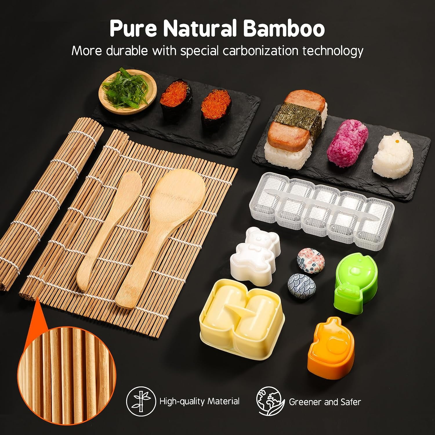Delamu Bamboo Sushi Making Kit - Includes 2 Sushi Rolling Mats, Chopsticks,  1 Paddle, And 1 Spreader - Perfect For Beginners And Party Supplies - Temu