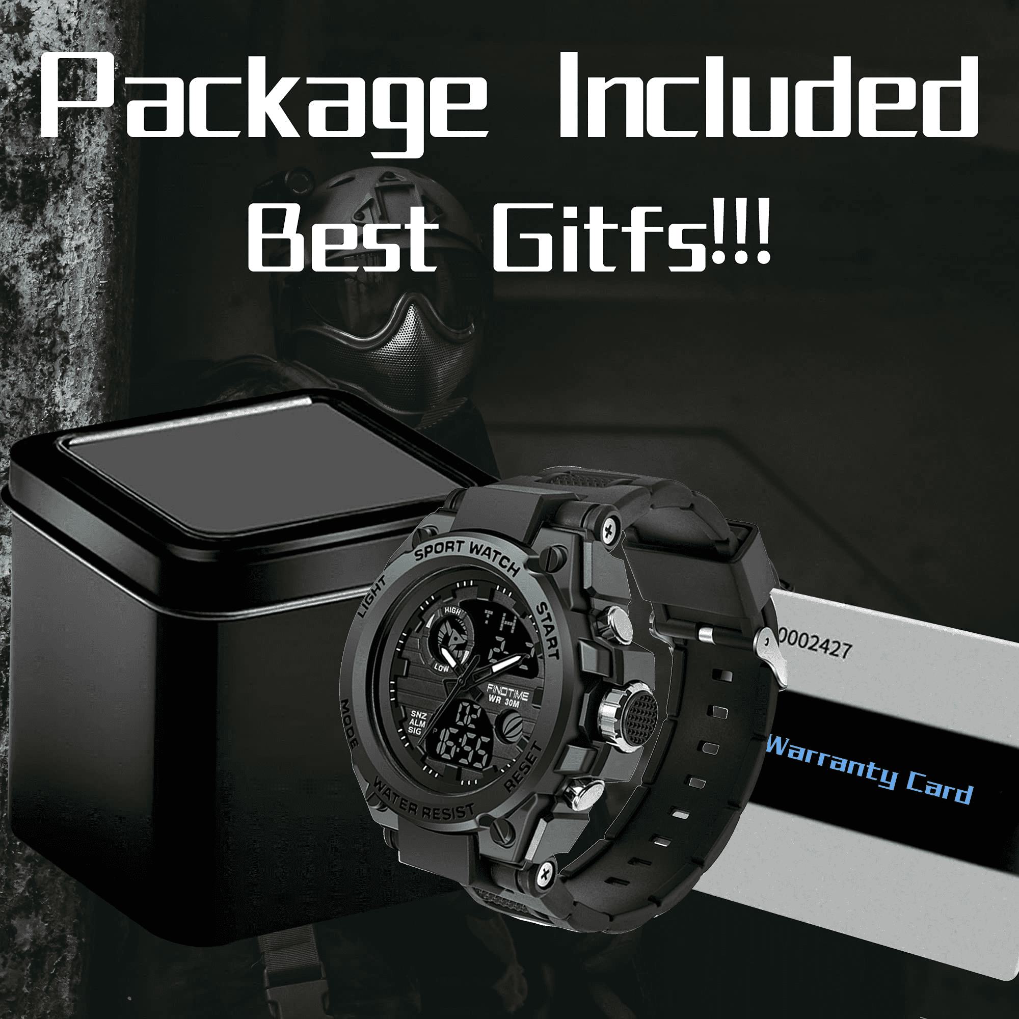 Findtime Men's Military Watch Outdoor Sports Electronic Watch Tactical Army Wristwatch LED Stopwatch Waterproof Digital Analog Watches