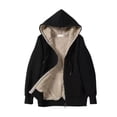 thumbnail image 1 of MAWCLOS Women Fluffy Fuzzy Fleece Coat Winter Warm Drawstring Hoodies Black L, 1 of 2
