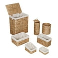 thumbnail image 2 of Honey-Can-Do Water Hyacinth Wicker Laundry Hamper and Bath Storage Basket Set of 7, Natural/White, 2 of 12