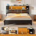 thumbnail image 6 of iSunirm Full Size Upholstered Headboard with Storage Cabinet & Shelf, Full Headboard with Outlets and RGB LED Light, Stable & Sturdy, for Bedroom/Dorm Room, 40.1"W x 6.3"D x 43.3"H, Black, 6 of 9