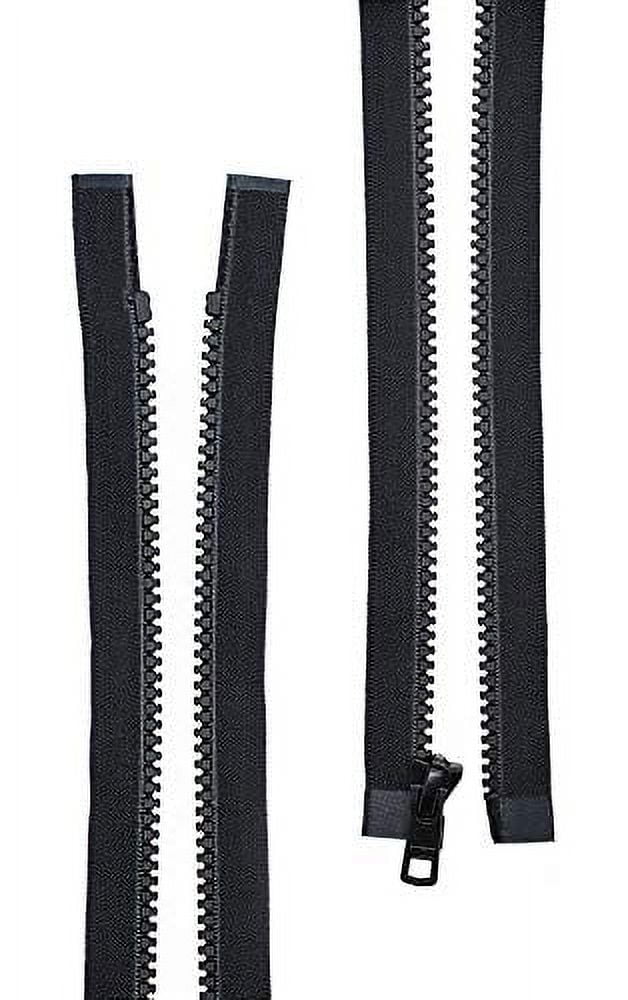 2pcs 145 Inches - 250 Inches Vislon YKK #5 Molded Plastic Zippers Separating Tent in-Outside Reversible Slide Color Black Made in USA (197 Inches)