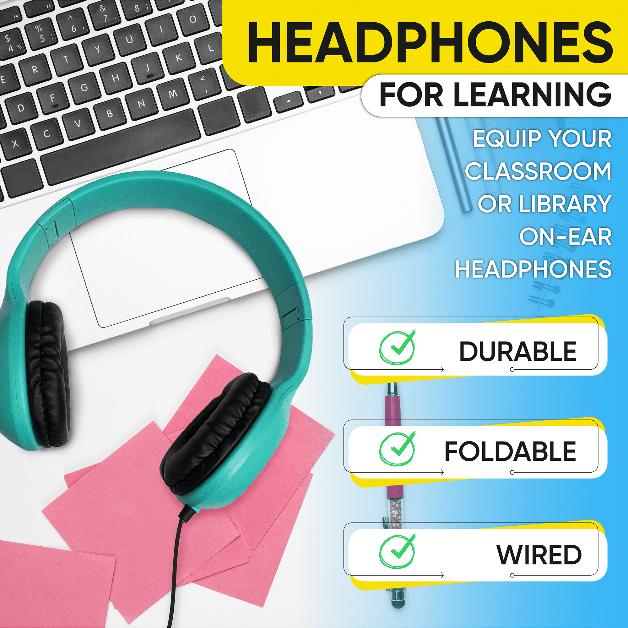 Bulktech Wired On-Ear Leather Headphones with 3.5mm Connector, Oval Metal Housing, Bulk Wholesale, 50 Pack, Assorted Colors