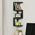 thumbnail image 6 of CONSDAN 4-Tier Corner Shelf, Solid Hickory Wood Corner Shelves Wall Mounted, Floating Corner Shelves for Wall, Wall Corner Shelf for Bedroom, Living Room, Bathroom, Kitchen, Dark Walnut, 6 of 6