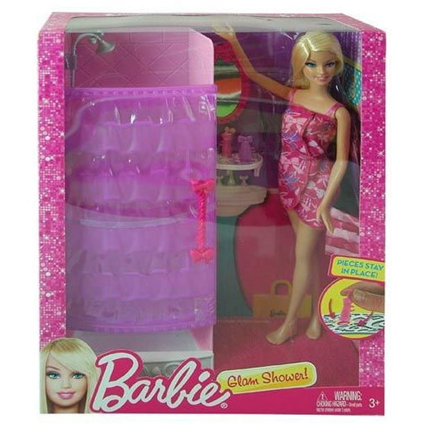 Barbie Glam Shower Playset - Includes Doll, Shower & Accessories