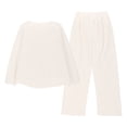thumbnail image 6 of Lovskoo Women's Cute 2 Piece Pajamas Outfit Fuzzy Fleece Solid Color Pajama Set Soft Warm Sleepwear Loungwear C-Beige, 6 of 7
