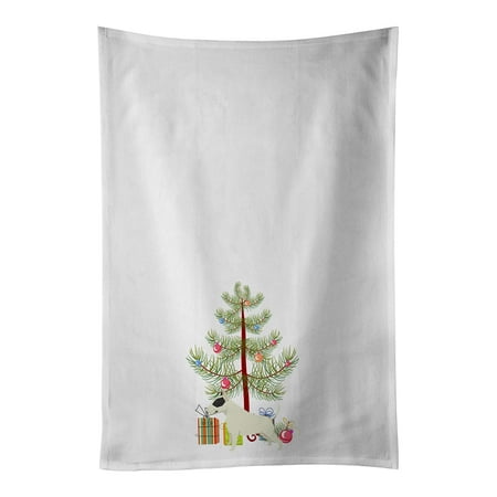 

Black and White Bull Terrier Christmas Tree White Kitchen Towel Set of 2 19 in x 28 in