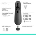 thumbnail image 3 of R500s Laser Presentation Remote Clicker with Dual Connectivity Bluetooth or USB for Powerpoint, Keynote, Google Slides, Wireless Presenter - Black (Class 1 Laser), 3 of 10