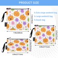 thumbnail image 3 of 3 Size Reusable Food Storage Bags Set Airtight Zipper Closure Lunch Snacks Travel Organizer Smiling Pumpkins and Flowers, 3 of 8