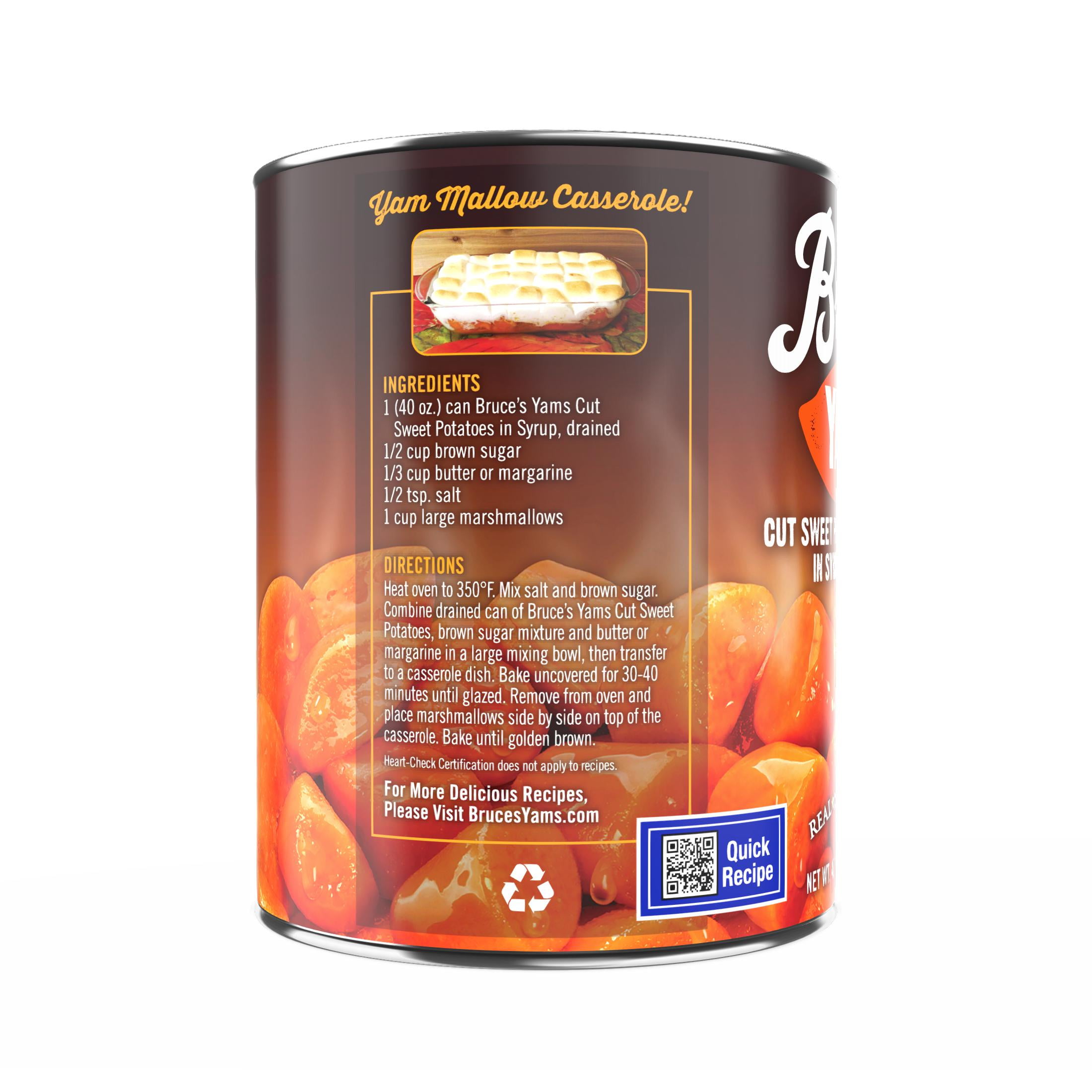 (12 pack) Bruce's Yams Cut Sweet Potatoes in Syrup, Canned Vegetables, 40 oz