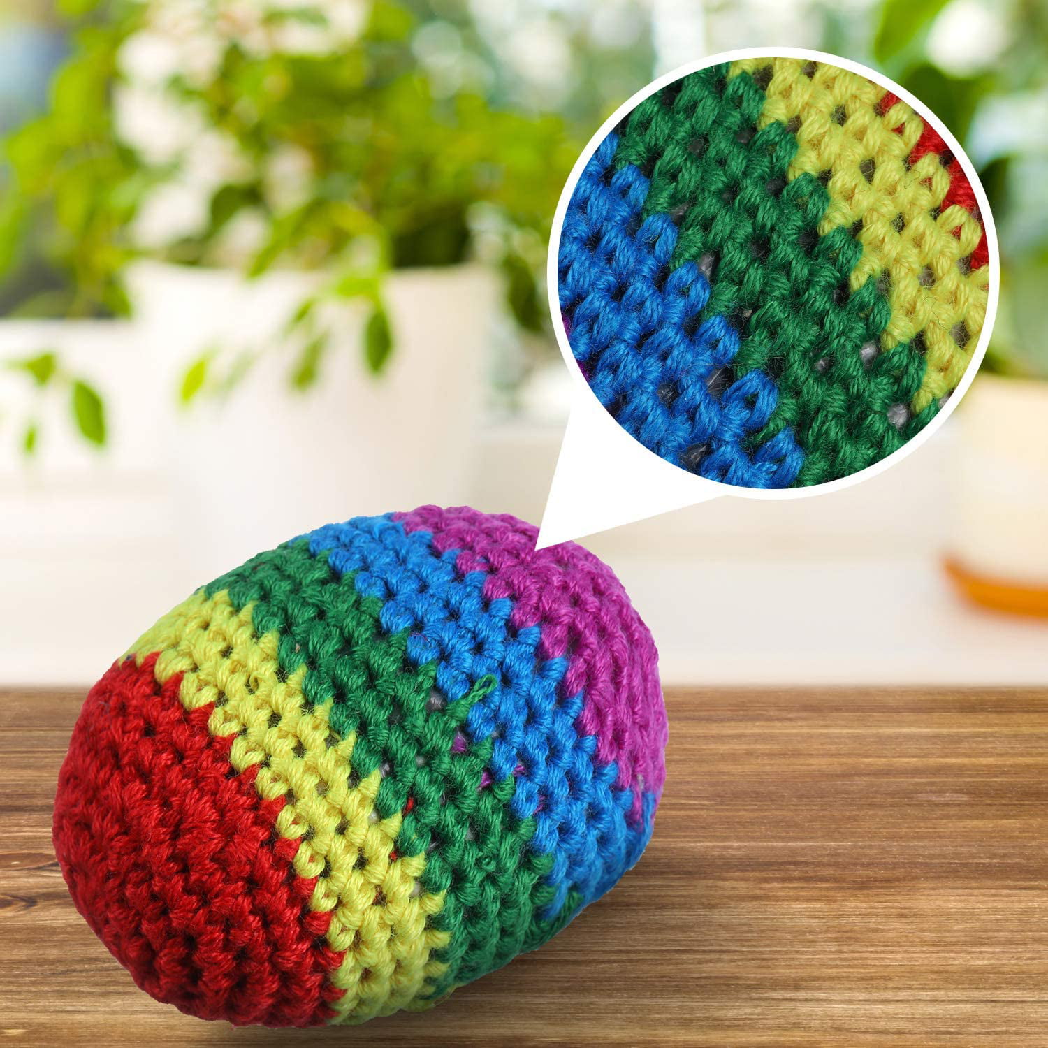 Blulu 5 Pieces Funny Hacky Ball Sacks Assoerted Colors Woven Kickball Soft Knitted Kick Balls for Children and Beginners 
