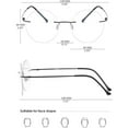 thumbnail image 3 of Pink Frameless Round Ultra-light Blue Light Blocking Reading Glasses 2.00 for Women and Men Titanium Alloy Rimless Eyeglasses Readers +2.00, 3 of 6