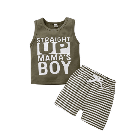 

Canrulo Little Boys Baby Letter Printed Vest and Stripe Shorts Summer 2pcs Outfits Set Green 6-12 Months