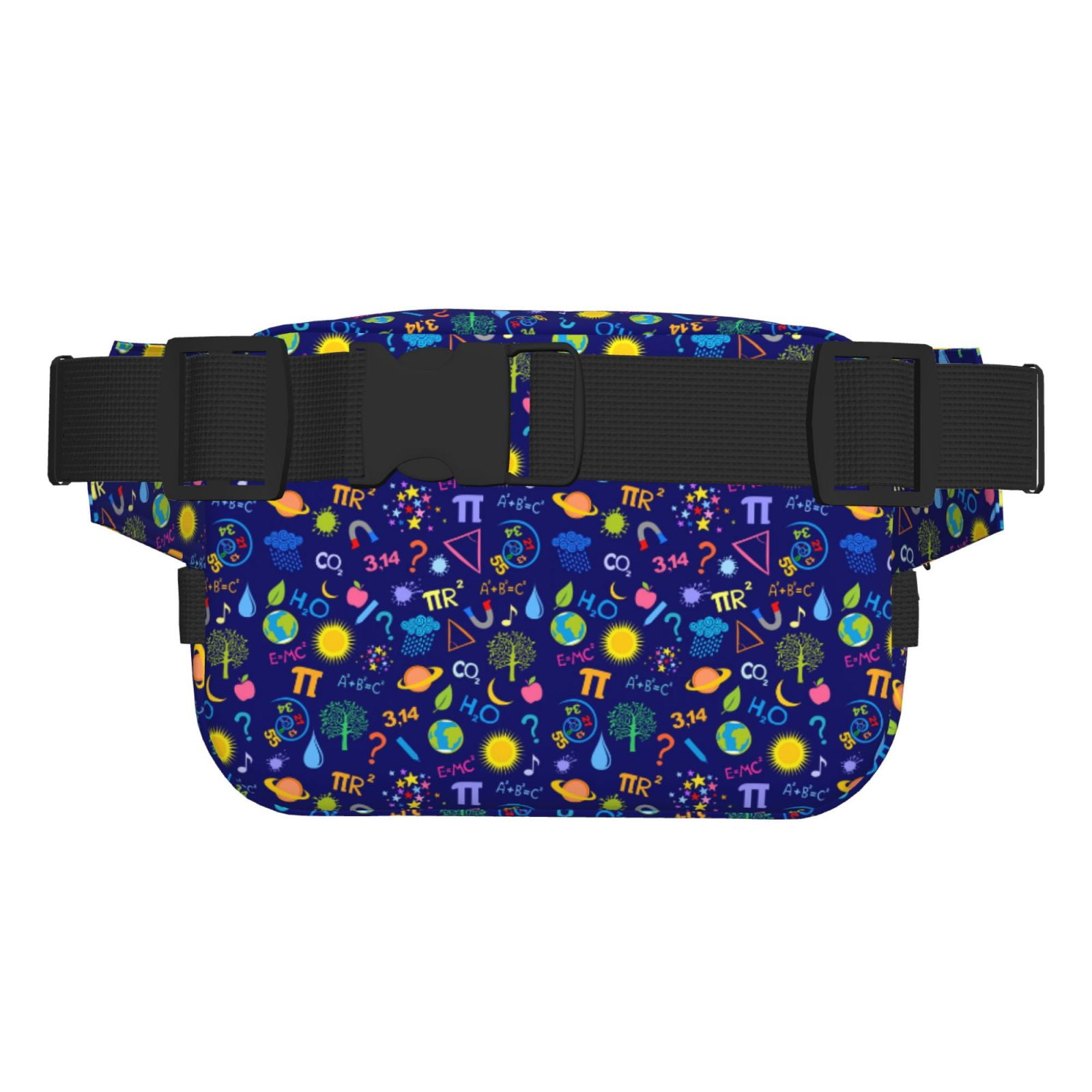 Picia Mathematics And Chemistry Print Square Double-Layer Waist Bag Mini Adjustable Waist Belt Bag Exercise Running Travel Hiking