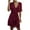 Wine, variant on Bigersell Princess Dress Up Clothes for Little Girls Ladies V-neck Solid Color Chiffon Elastic Waist Ruffled Short Sleeve Dress Regular Mini Dresses, Style 37454, Wine M
