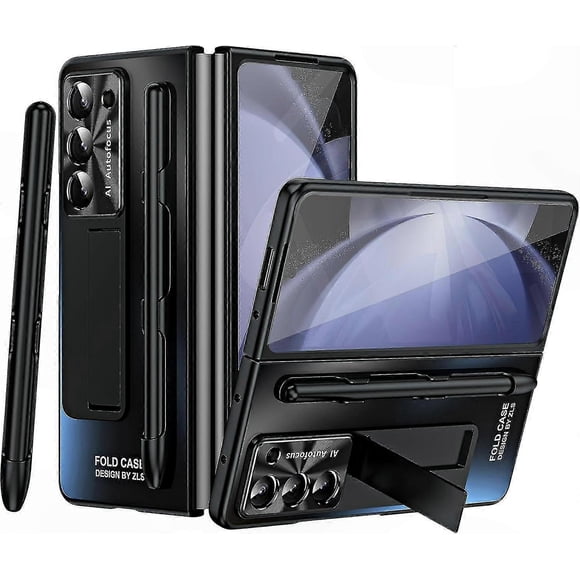 Foldable Phone Case with Stylus Holder and Front Screen Protector for 5th Gen Smartphones