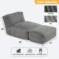 thumbnail image 3 of Sofa Bed, Convertible Modular Floor Chaise Lounge With 3-Zone Ergonomic Support, Removable Corduroy Cover And Anti-Slip Buckles, Sleeper For Reading And Napping In Living Room, Light Grey, 3 of 8