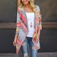 thumbnail image 5 of Baberdicy Cardigan Sweater Women's Casual Striped Stitching Seven Part Sleeve Cardigan Jacket Top Women's Cardigans Red, 5 of 6