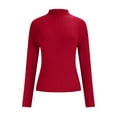thumbnail image 4 of YHAJDS Blouses for Women Long Sleeve Shirts Turtleneck Long Sleeve Ribbed Knit Slim Warm Layering Base Tops, 4 of 8