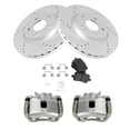 thumbnail image 2 of TRQ Front Performance Brake Pad & Rotor Kit Brake Caliper Brake Pads Brake Rotors Set Semi-Metallic Vented Premium G-Coated Fits Select 2007-2008 Pontiac G5, 2 of 8