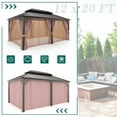 thumbnail image 2 of INTER HUT 12x20 FT Outdoor Hardtop Gazebo with Nettings and Curtains, Aluminum Frame Galvanized Double Roof Pavilion Gazebo, Brown Frame, 2 of 6