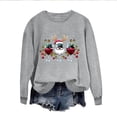 thumbnail image 6 of asdoklhq Festive Long Sleeve Pullover Women's Round Neck Christmas Printed Sweatshirt Long Sleeved Top Sweatshirt Gray XS, 6 of 7