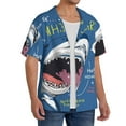 thumbnail image 2 of Pofeuu Great White Shark Print Mens Casual Short Sleeve Shirts Beach Summer Spread Collar Pocket Tops Men's Casual Short-sleeved Shirt-Small, 2 of 5