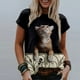thumbnail image 3 of Camiseta informal para mujer con estampado de gato y cuello redondo, blusa de manga corta, Tops Fridja  bn4667, 3 of 5