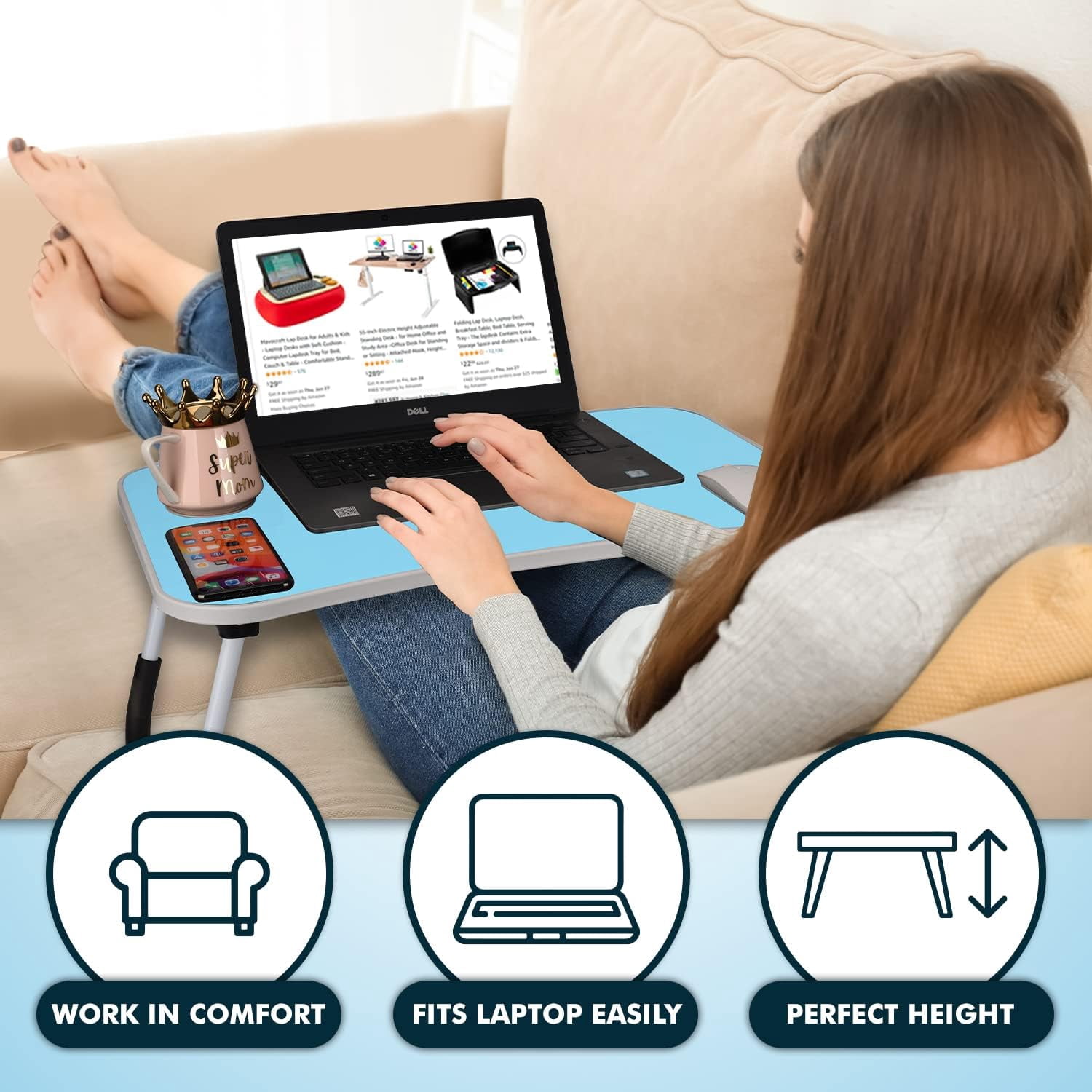 MavoCraft / Folding Lap Desk for Bed and Sofa / Blue