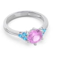thumbnail image 3 of 2.15 Carat Round Cut Pink Sapphire & Blue Topaz Gemstone Beautiful Bridal Ring for Ladies Solid 14K White Gold Size 10.5 by Diamond-Capitals, 3 of 7