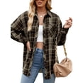 thumbnail image 2 of MOSHU Flannel Shirts for Women Casual Plaid Womens Tops Long Sleeve Button Down Shirts Curved Hem Blouses, 2 of 6