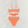 thumbnail image 3 of Bosfbaoi Swimsuit for Women 2-Piece High Waisted Bikini Set Ribbed Wrap Cross Tie Back Swimsuit Vacation Bikini Sets for Women, 3 of 5
