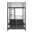thumbnail image 6 of UHOMEPRO Twin Over Twin Metal Bunk Bed with Trundle, Convertible Triple Sleeper Bed with Guardrails and Ladders, No Box Spring Needed, Black, 6 of 9
