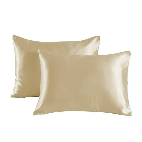 AUQ 2 Pcs Silk Pillow Cases,20"×40" Skin-Friendly Satin Pillowcase,Breathable and Reduces Frizz Blissy Silk Pillow Cases,Coffee
