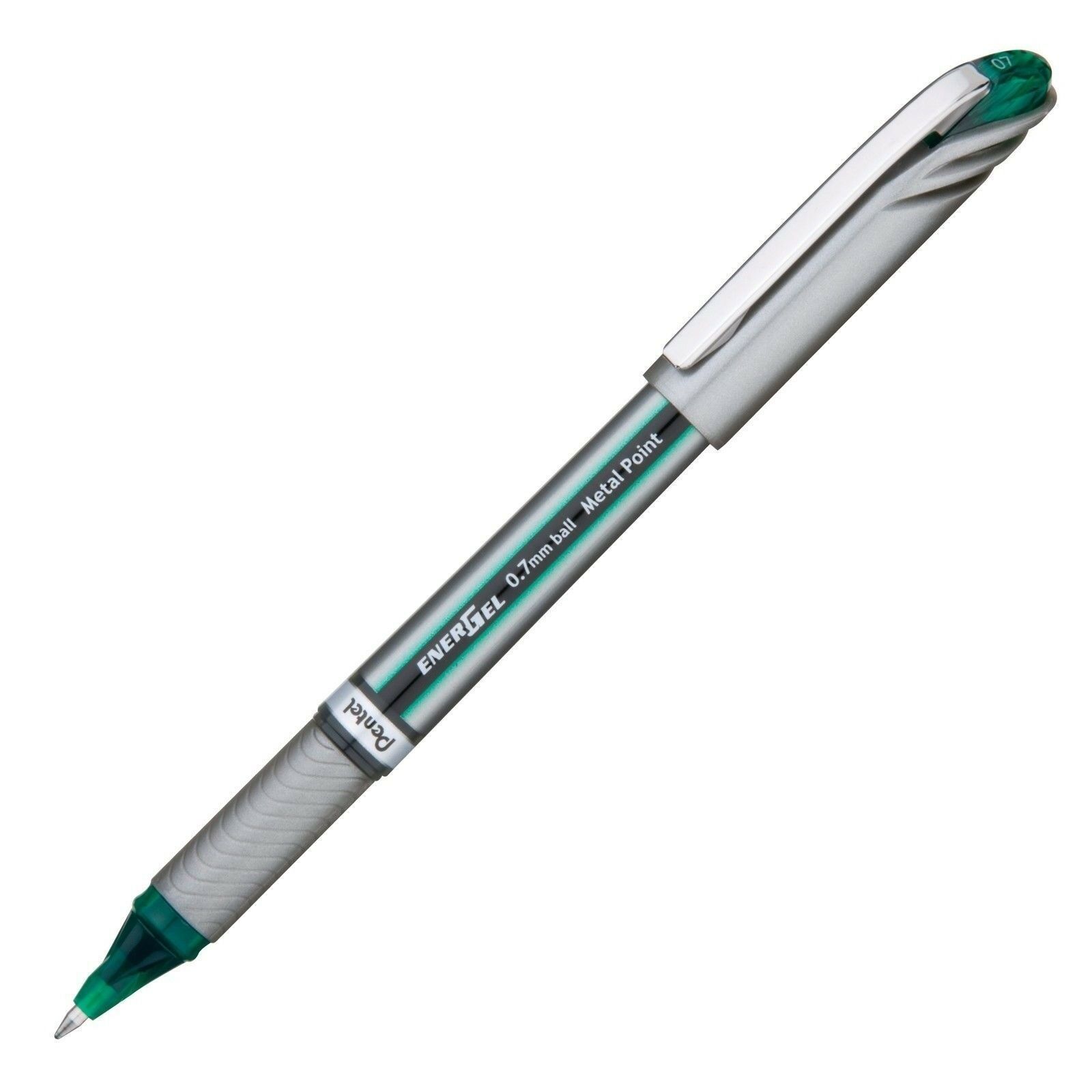 BL27D Pentel EnerGel NV Liquid Gel Stick Pen, Green Ink, 0.7mm Metal