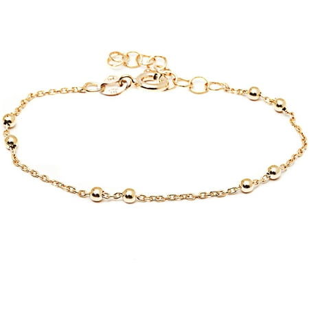 Pori Jewelers 18kt Gold-Plated Sterling Silver Kids' Ball Bracelet, 6" Anchor Chain