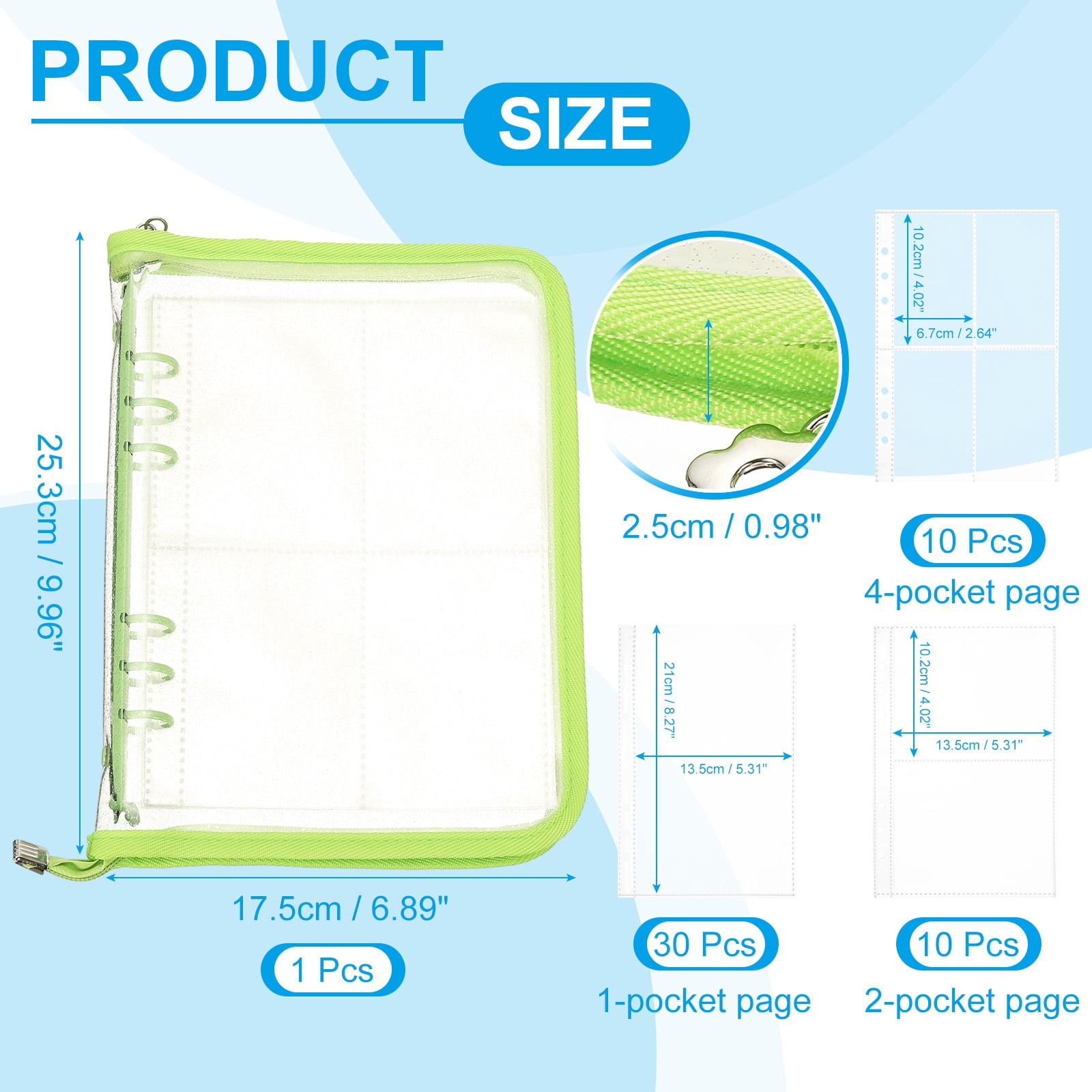 Uxcell Sticker Organizer Binder, Reusable A5 Album with 180 Pocket, Green