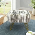 thumbnail image 2 of Home Soft Things Jacquard Faux Fur Ottoman - Grey - 19"x12.5"x17", 2 of 7