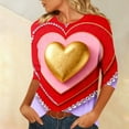 thumbnail image 4 of Vetsdori Valentine Tops for Women Gifts for Girlfriend 3/4 Sleeve Pullover Love,Heart Print Cute Crew Neck Ladies Blouses Holiday, 4 of 6