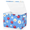 thumbnail image 2 of Red Cherries and White Daisies Large Storage Bins with Linen Collapsible Lid Storage Box 16.7 x 12.6 x 11.8in, 2 of 7