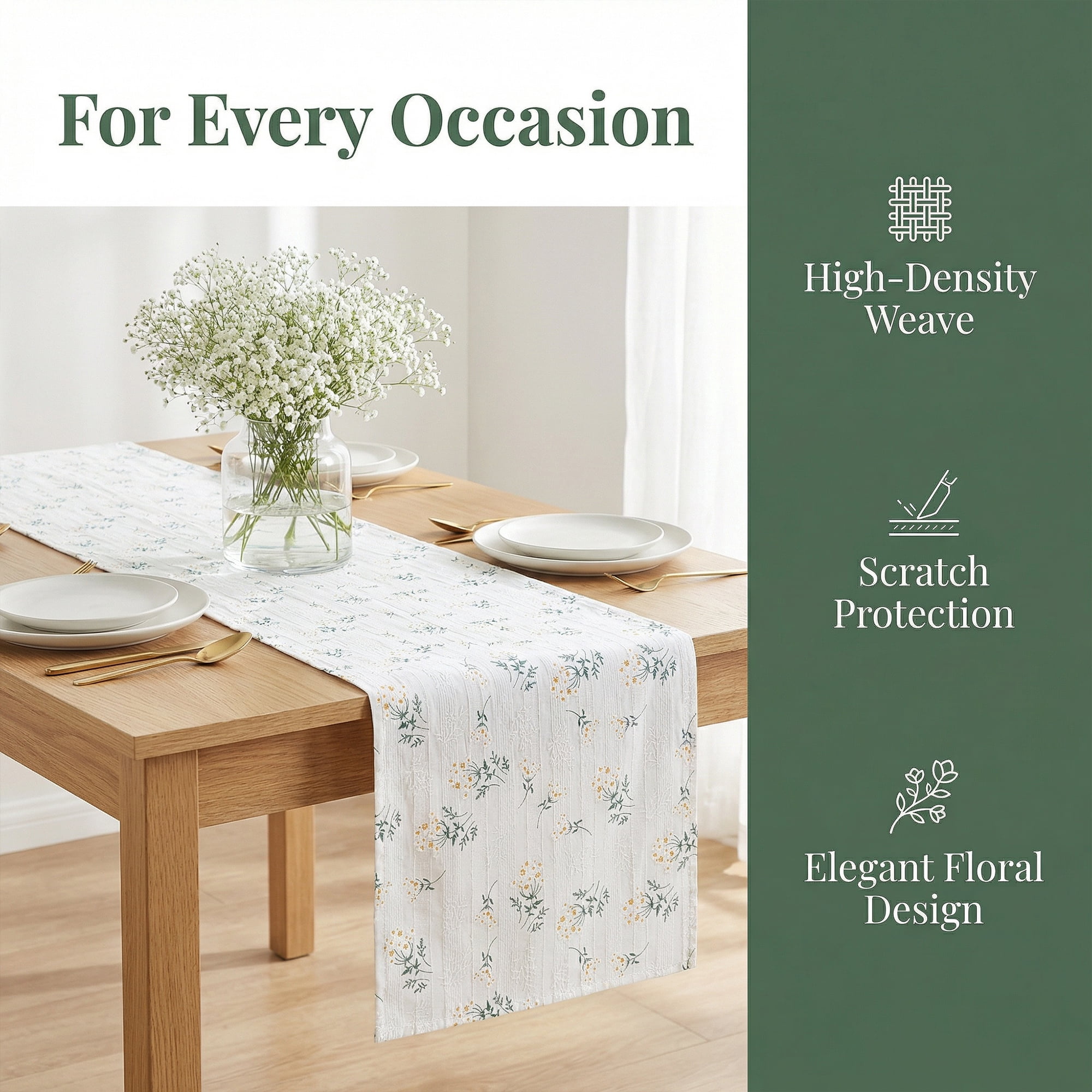 Unique Bargains Cotton Kitchen Runner for Dining Table Decoration Lilac 11.8" x 63"