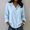 Light Blue, variant on Lapel Collar Shirt for Women Cotton Blouse 3/4 Sleeve Tops Long Sleeve Golf Tees Tunics Work Blouses Business Casual Boho V Neck Tops Loose Fit Office Siren Clothes Ladies Tops