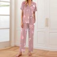 thumbnail image 2 of Sexy Pijama Conjunto para las Mujeres Impreso Bolsillo Pantalones de Manga Corta, Traje Suelto Casual para el Hogar Y el Salón, 2 of 9